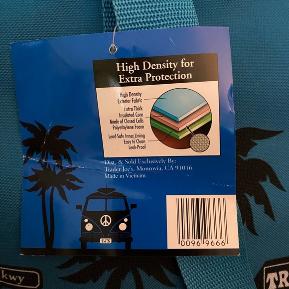 NWT TRADER JOE’S Blue Insulated Tote Bag w/Sturdy Handles and Zipper Top - Picture 10 of 11